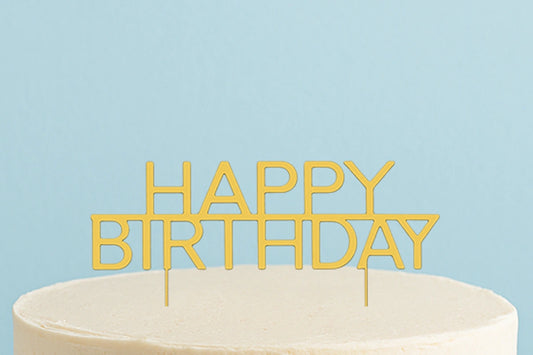 Gold Cake Topper - Caps Happy Birthday Cake &amp; - Cake and Candle