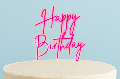 Hot Pink Opaque Layered Happy Birthday Cake Topper - Bake Group
