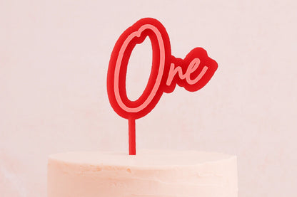 Pink One Opaque Layered Cake Topper - Bake Group