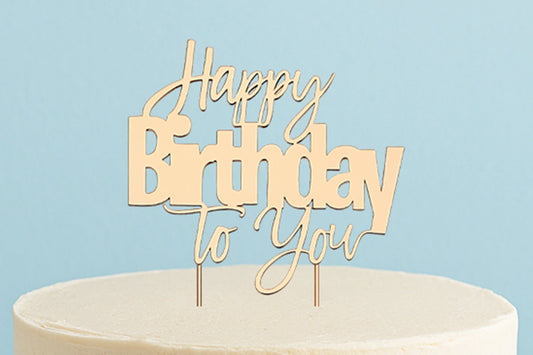 Rose Gold Happy Birthday to You Cake Topper - Bake Group