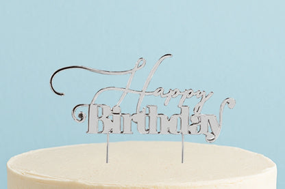 Silver Cake Topper - Happy Birthday 1 - Bake Group