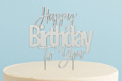 Silver Cake Topper - Happy Birthday to You Cake &amp; - Cake and Candle