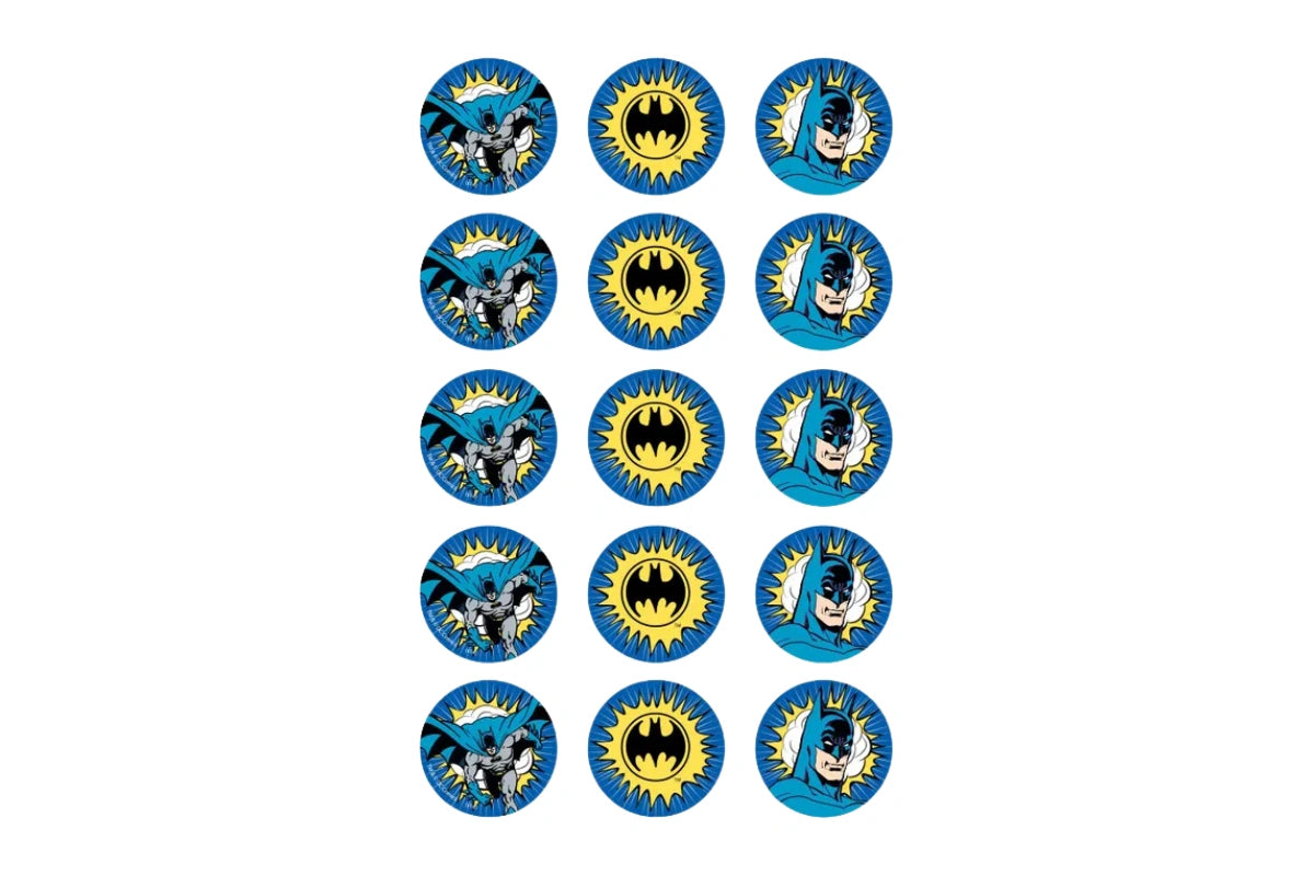 15 PER SHEET 2 Inch 5cm BATMAN CUPCAKE IMAGE SHEET BSC,CC910036
