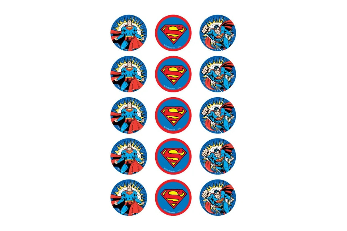 15 PER SHEET 2 Inch 5cm SUPERMAN CUPCAKE IMAGE SHEET BSC,CC910050