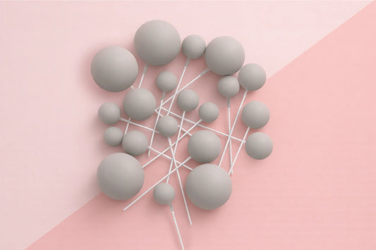 Grey Cloud Matte Ball Toppers (20 Pack) - Iconic Cake Art