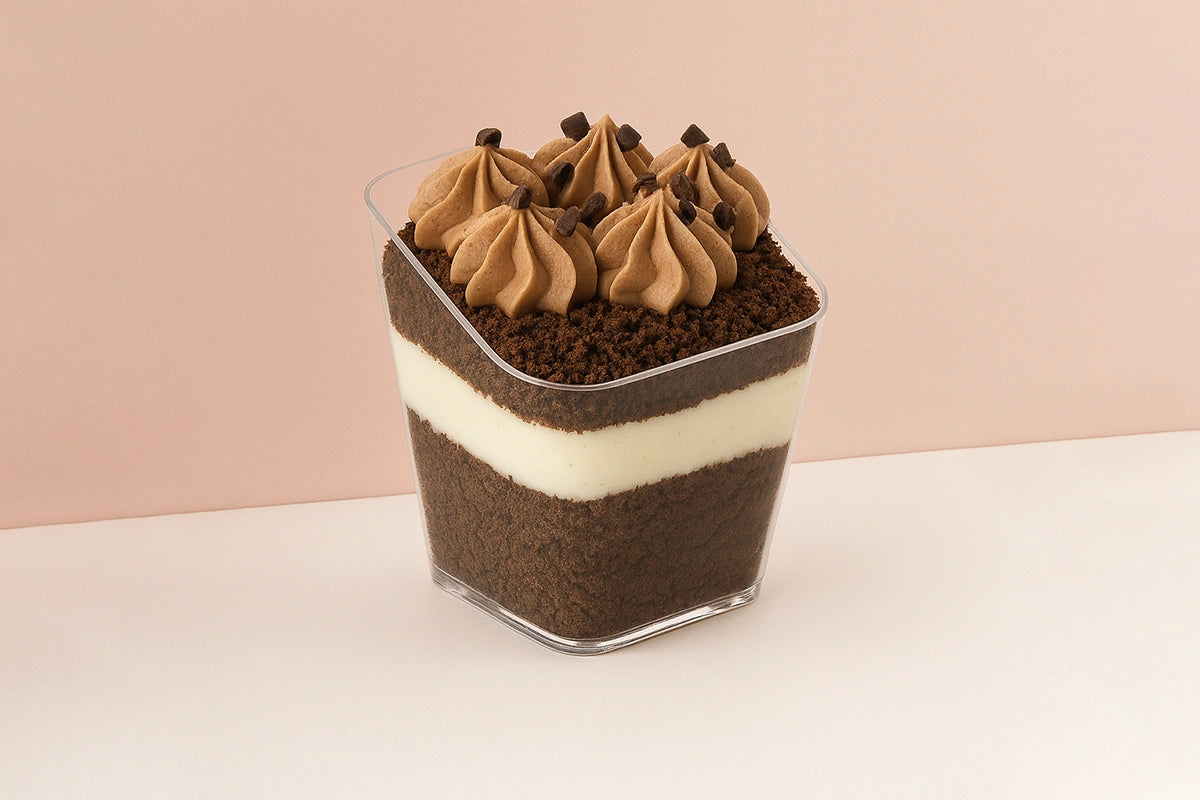 Square Slanted Dessert Cup 70ml (10 Pack) - Iconic Cake Art