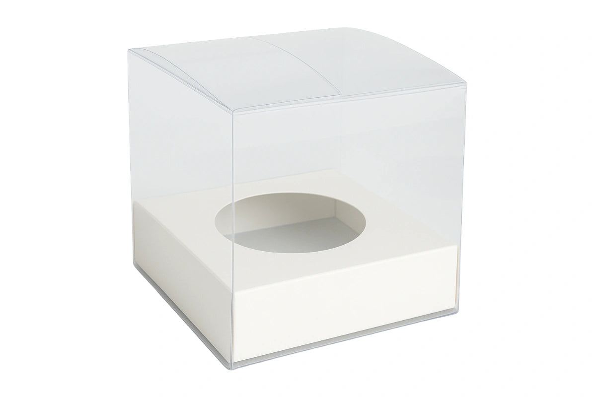 Clear 1 Single Cupcake Box with White Base - Iconic Cake Art