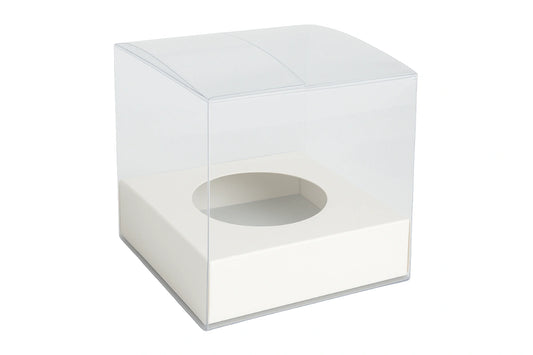 Clear 1 Single Cupcake Box with White Base - Iconic Cake Art