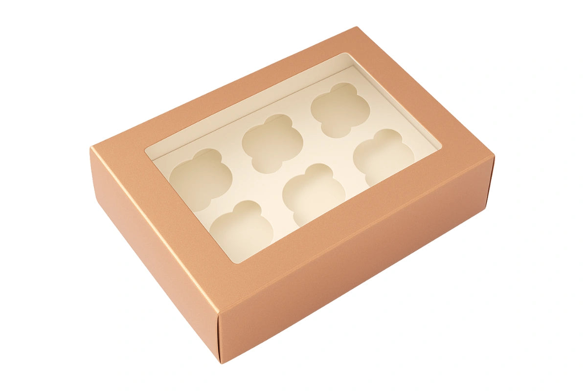 Rose Gold Cupcake Box - 6 Hole