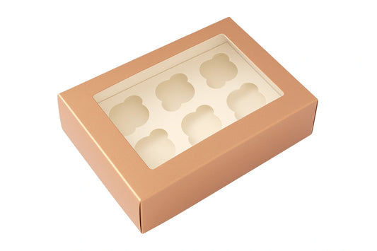 Rose Gold Cupcake Box - 6 Hole