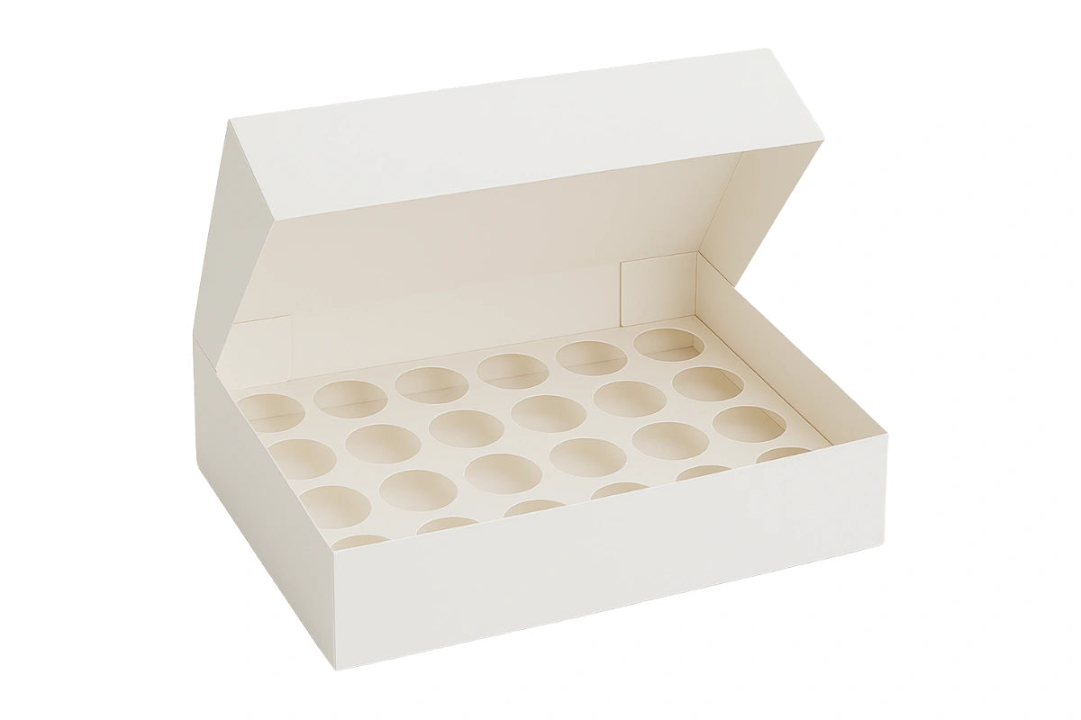 White Cupcake Box with White Base - Holds 24 Cupcakes