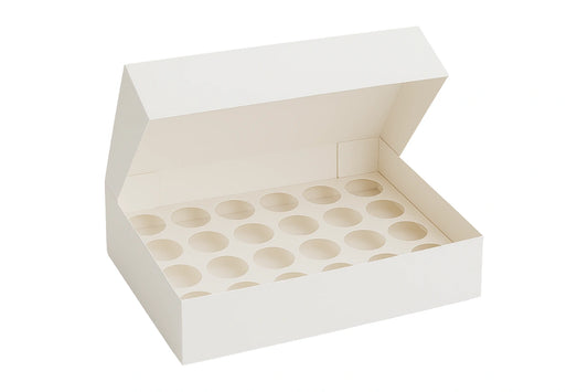 White Cupcake Box with White Base - Holds 24 Cupcakes