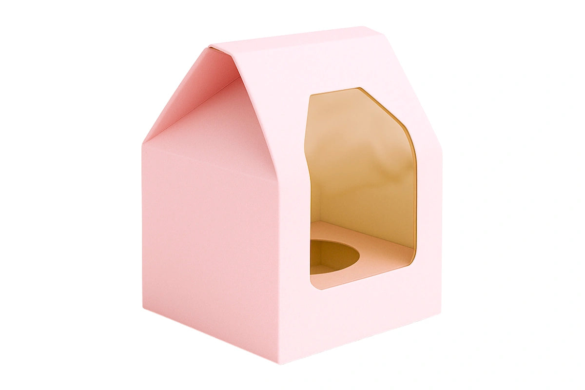 1 Single Cupcake Box with White Base - Pink