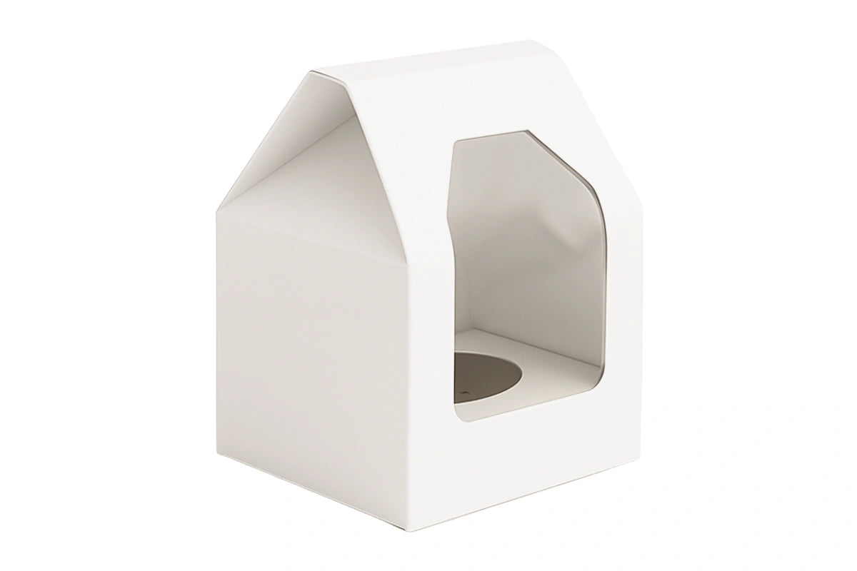1 Single Cupcake Box with White Base - White