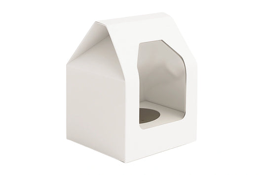 1 Single Cupcake Box with White Base - White