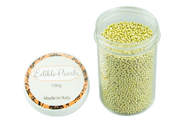 Metallic Gold 2mm Edible Cachous Pearls 100g - Iconic Sprinkles