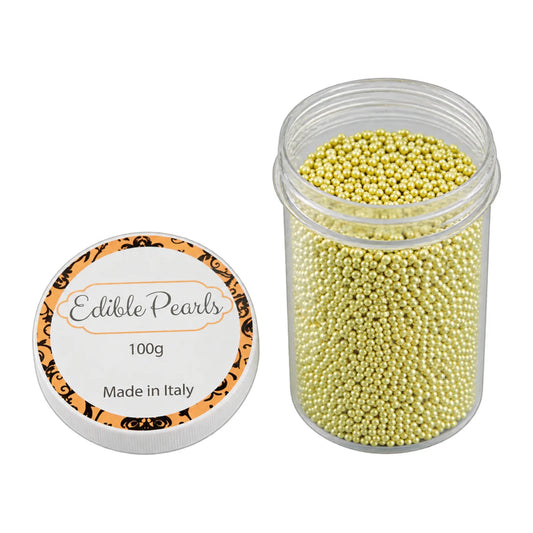 Metallic Gold 2mm Edible Cachous Pearls 100g - Iconic Sprinkles