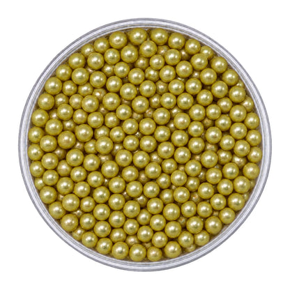 Metallic Gold 4mm Edible Cachous Pearls 100g - Iconic Sprinkles