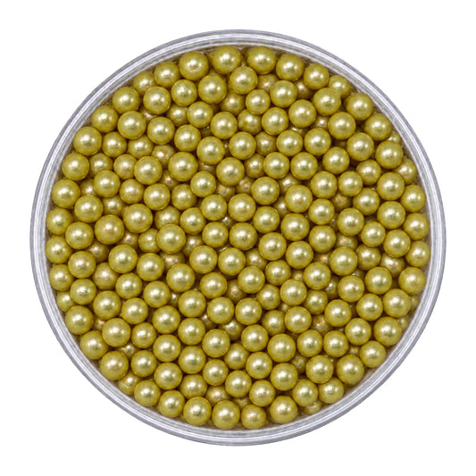 Metallic Gold 4mm Edible Cachous Pearls 100g - Iconic Sprinkles