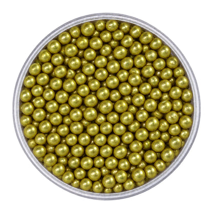 Metallic Gold 6mm Edible Cachous Pearls 100g - Iconic Sprinkles