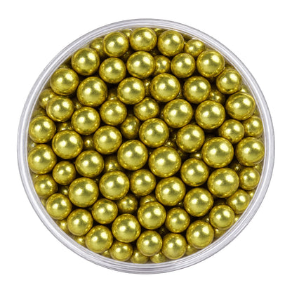 Metallic Gold 8mm Edible Cachous Pearls 100g - Iconic Sprinkles
