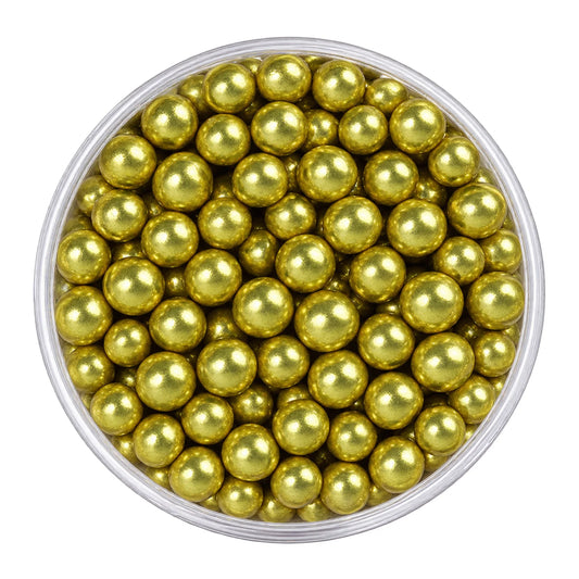 Metallic Gold 8mm Edible Cachous Pearls 100g - Iconic Sprinkles