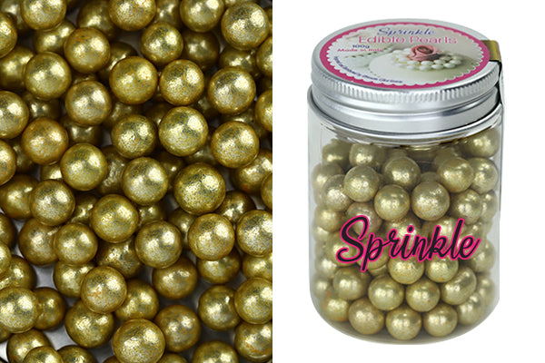Metallic Gold 100g Edible Cachous Pearls 10mm - Iconic Sprinkles
