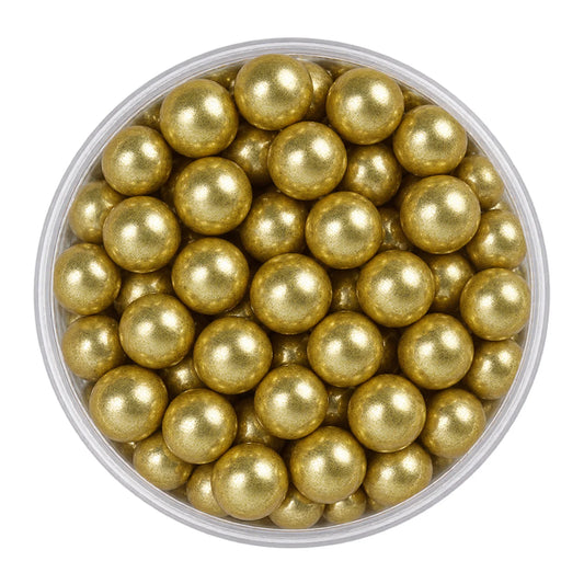 Metallic Gold 100g Edible Cachous Pearls 10mm - Iconic Sprinkles