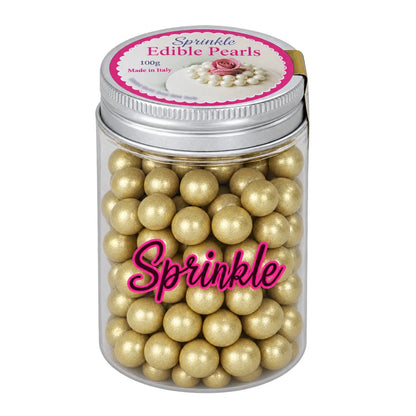 Metallic Gold 100g Edible Cachous Pearls 10mm - Iconic Sprinkles