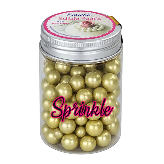 Metallic Gold 100g Edible Cachous Pearls 12mm - Iconic Sprinkles