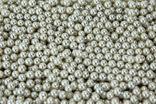 Metallic Silver 1kg Edible Cachous Pearls 6mm - Iconic Sprinkles