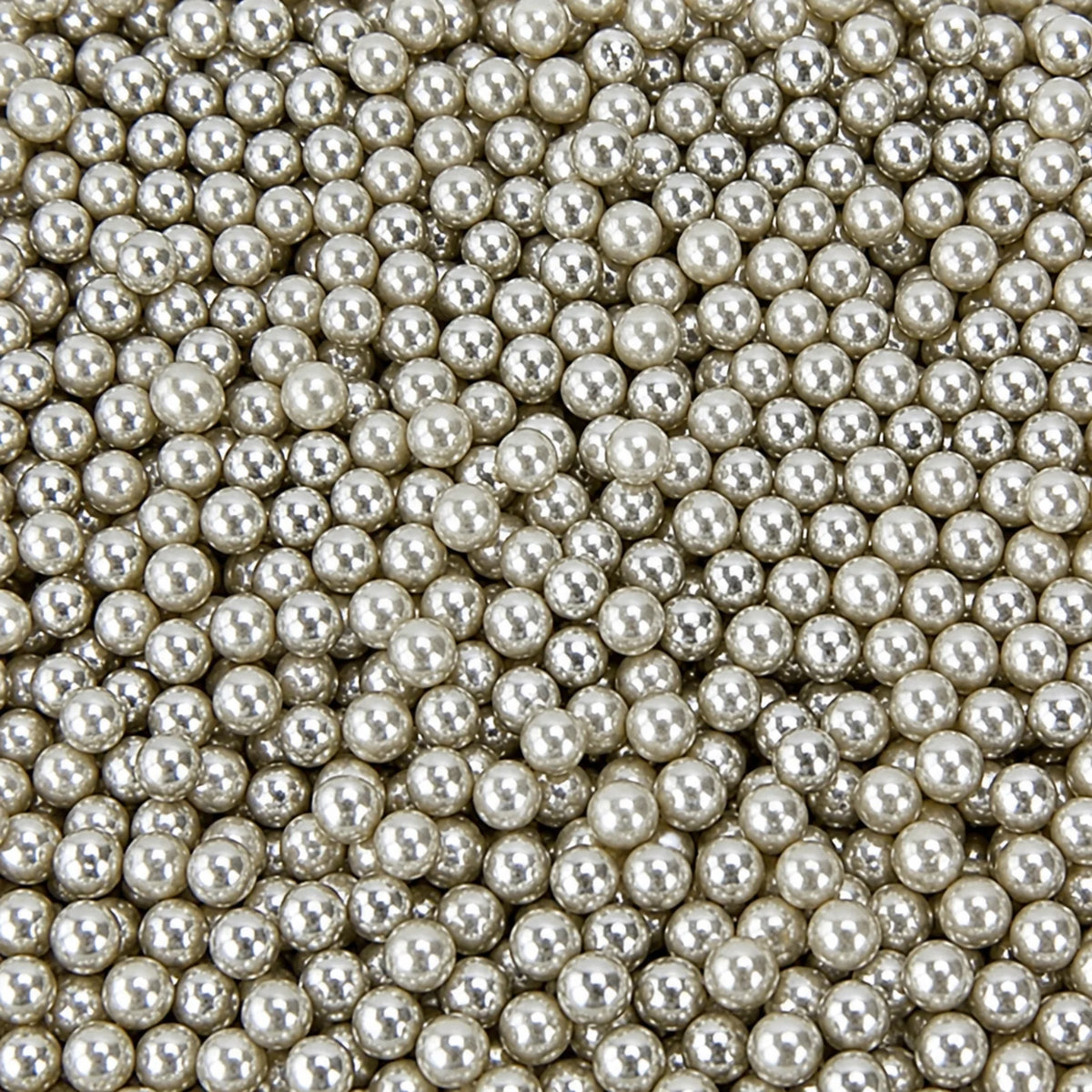 Metallic Silver 1kg Edible Cachous Pearls 6mm - Iconic Sprinkles