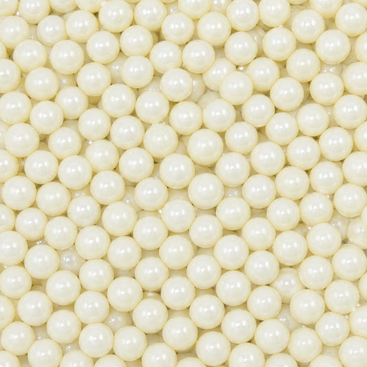 White 1kg Pearly Edible Cachous Pearls 6mm - Iconic Sprinkles