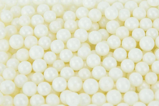 White 1kg Pearly Edible Cachous Pearls 10mm - Iconic Sprinkles