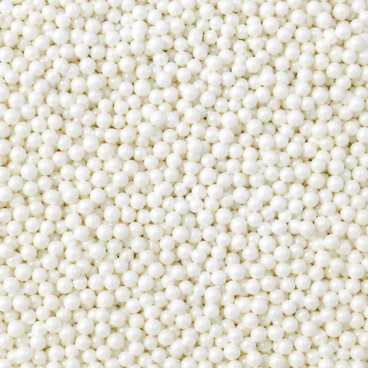 White 1kg Shiny Edible Cachous Pearls 2mm - Iconic Sprinkles
