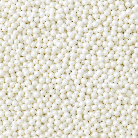 White 1kg Shiny Edible Cachous Pearls 2mm - Iconic Sprinkles