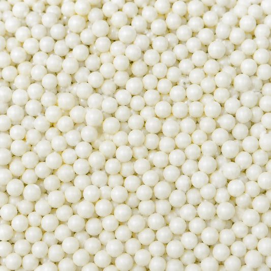 White 1kg Shiny Edible Cachous Pearls 4mm - Iconic Sprinkles