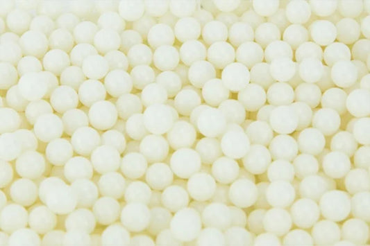 White 1kg Shiny Edible Cachous Pearls 6mm - Iconic Sprinkles