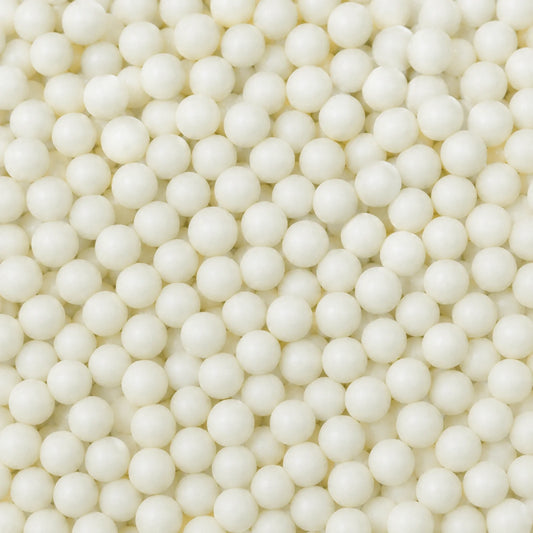 White 1kg Shiny Edible Cachous Pearls 6mm - Iconic Sprinkles