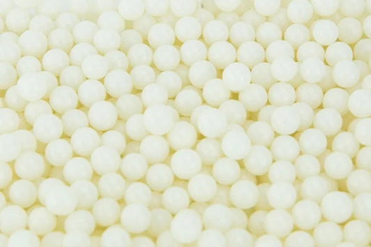 White 1kg Shiny Edible Cachous Pearls 8mm - Iconic Sprinkles