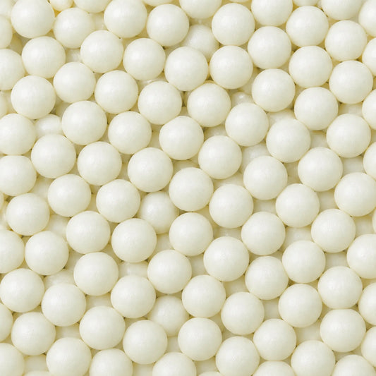 White 1kg Shiny Edible Cachous Pearls 8mm - Iconic Sprinkles