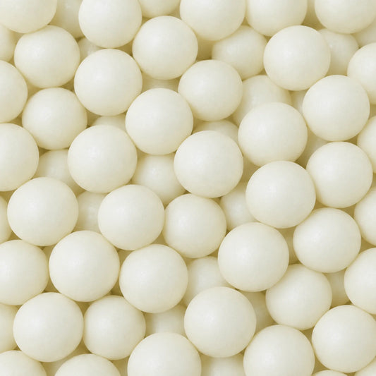 White 1kg Shiny Edible Cachous Pearls 10mm - Iconic Sprinkles