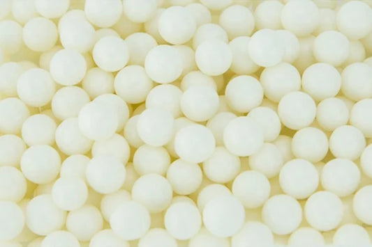 White 1kg Shiny Edible Cachous Pearls 12mm - Iconic Sprinkles