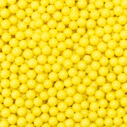 Yellow 1kg Shiny Edible Cachous Pearls 6mm - Iconic Sprinkles