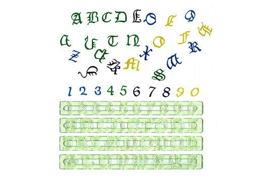 Alphabet and Numbers Upper Case Old English Cutter Set - FMM