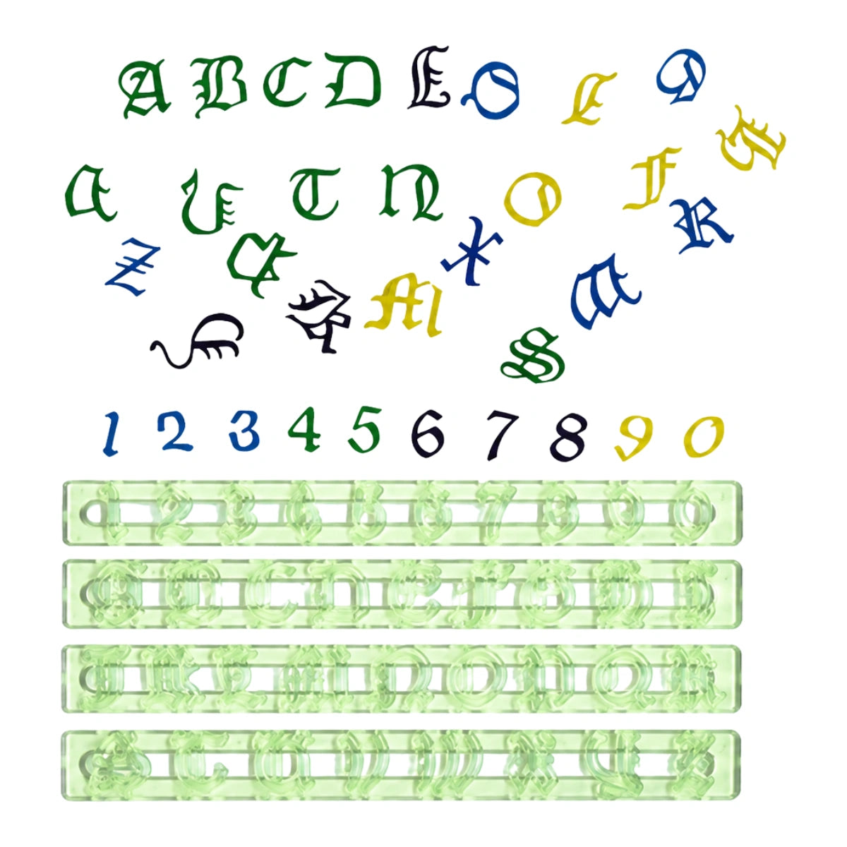 Alphabet and Numbers Upper Case Old English Cutter Set - FMM