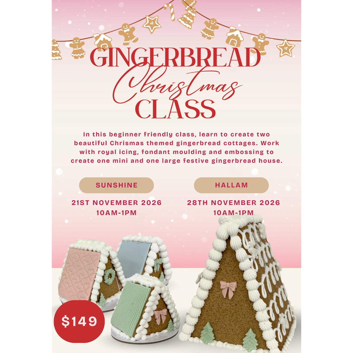 Christmas Gingerbread House Decorating Class - Sunshine - $149