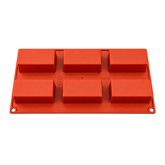 6 Cavity - Rectangle Soap Bar Silicone Chocolate Mold- D-099