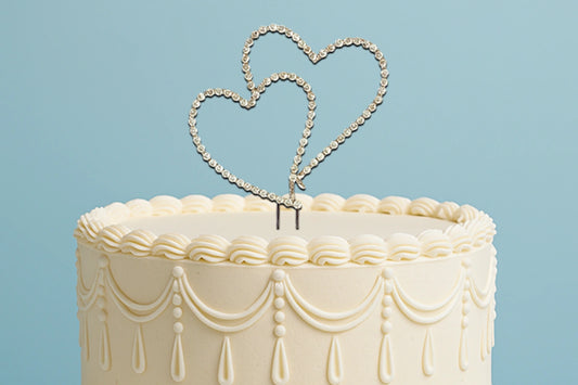 Diamante Double Heart Topper 12cm - Iconic Cake Art