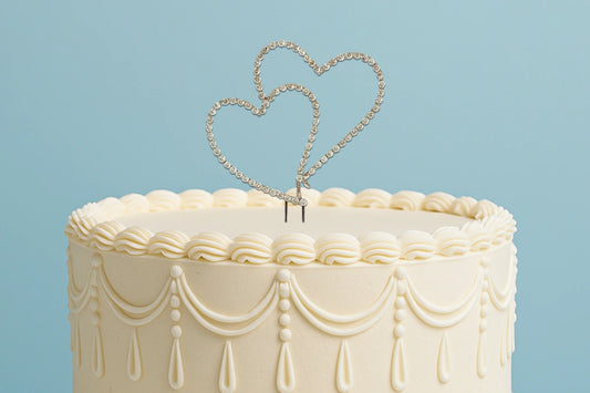 Diamante Double Heart Topper 7cm - Iconic Cake Art